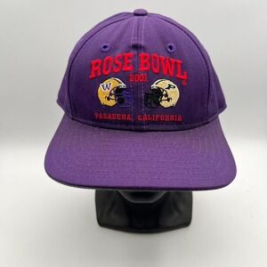 Vintage 2001 Rose Bowl Hat Washington vs Purdue Legacy Snapback Purple Mens Cap